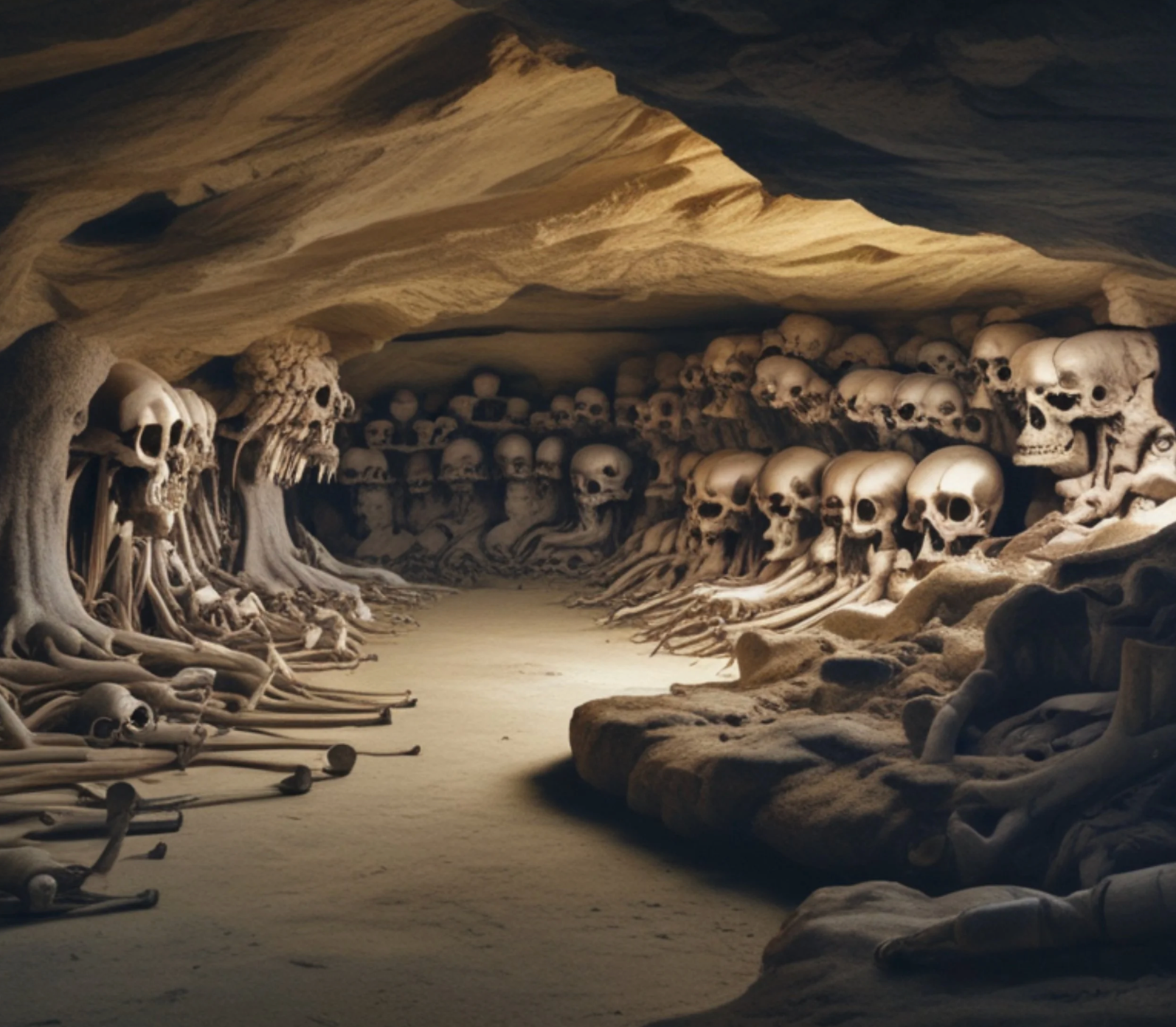 a cave of giants bones in Scotland